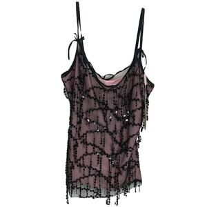 Le Caprice De Marie Black Camisole Lingerie With Bow Sequin Accents Medium NWT
